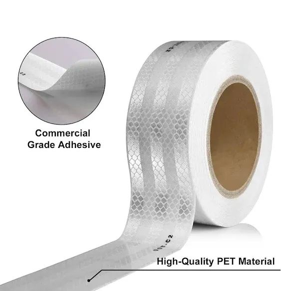 SEVEN SPARTA 2 Inch x 200 Feet Silver DOT-C2 Reflective Tape Adhesive Safety Conspicuity Outdoor Reflector Tape (200FT)