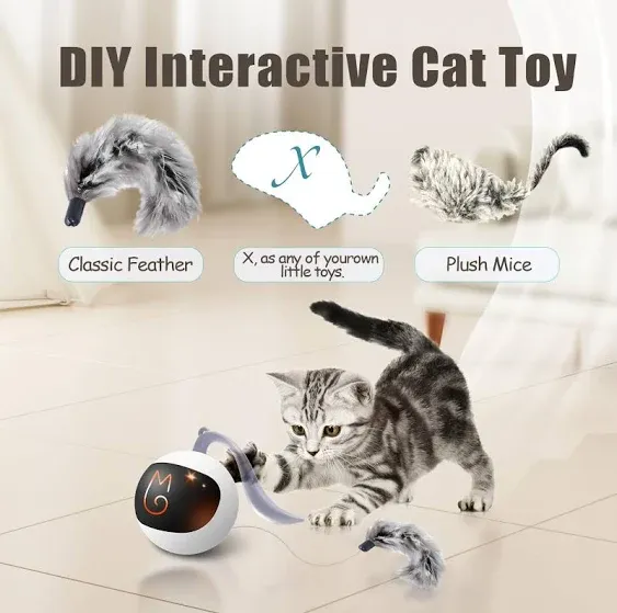 Migipaws Cat Toys, Automatic Moving Ball Bundle Classic Mice + Feather Kitten To