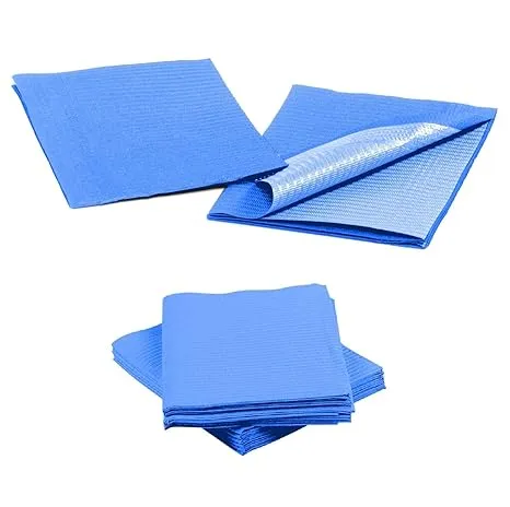 Disposable Dental Bibs 13"x18" - 3 Ply Waterproof Tattoo Bib Sheet for Patients - Dentist or Medical Tray Cover and Nail Table Cover Supplies, Blue