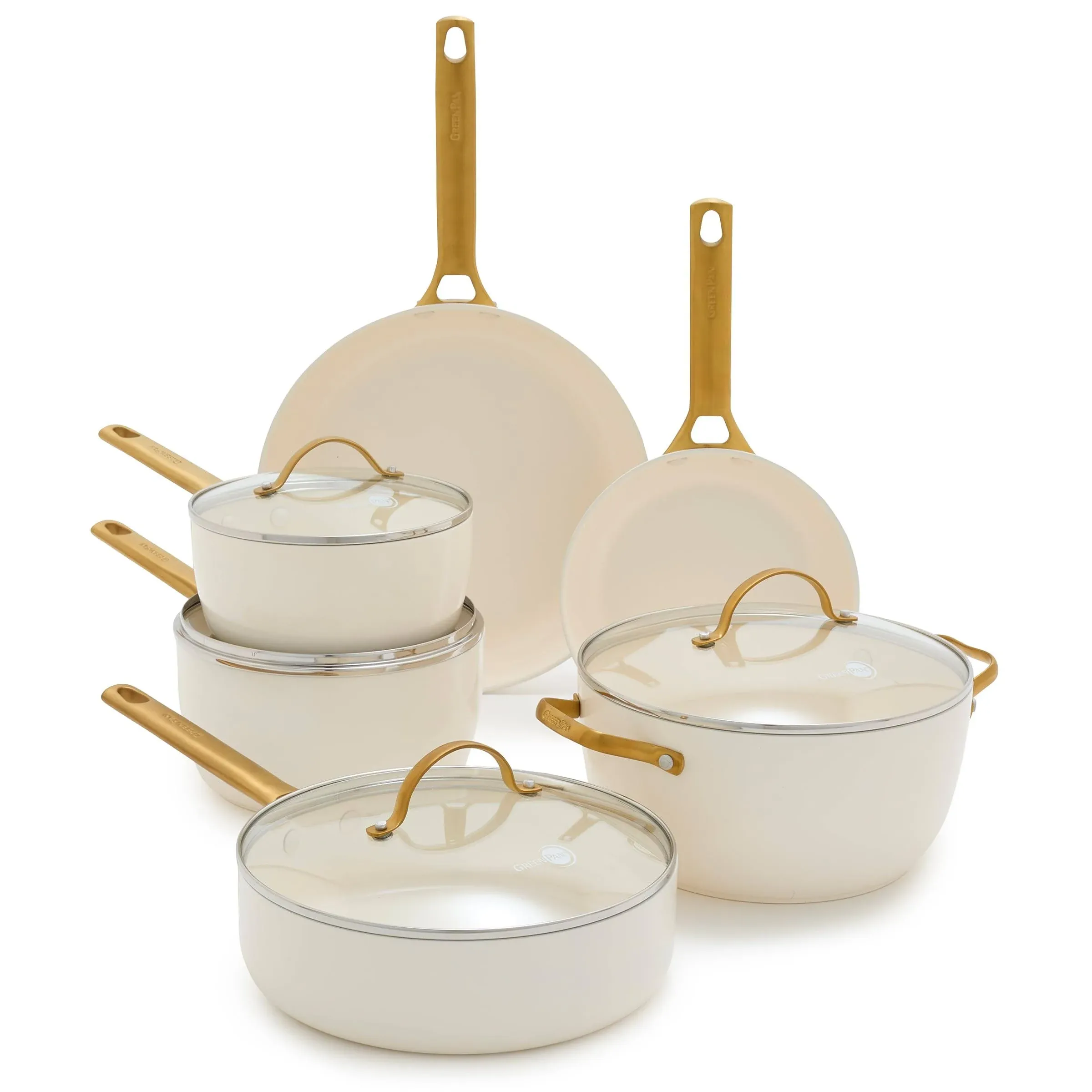 GreenPan Reserve Healthy Ceramic Nonstick 10 Piece Cookware Set, Cream