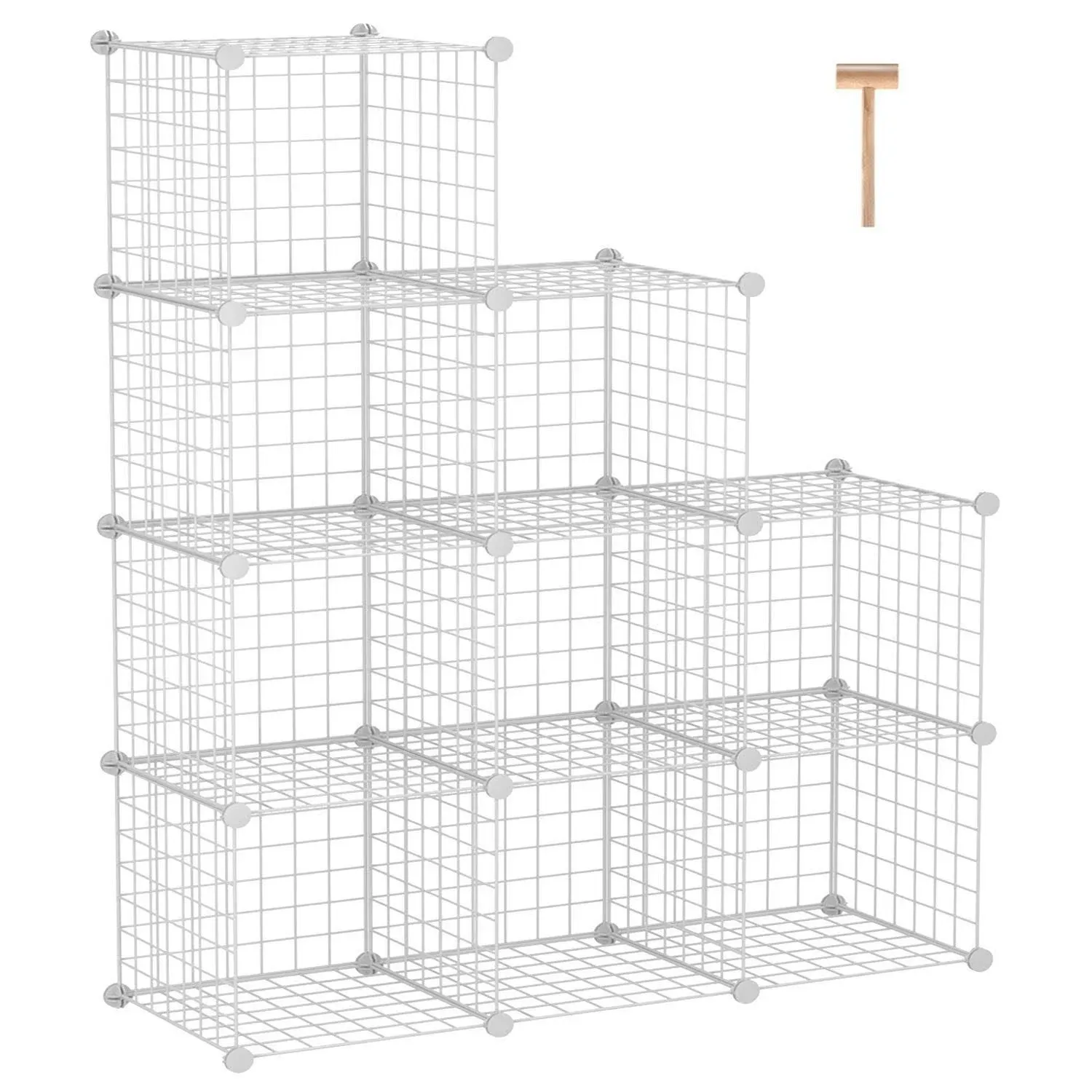 C&AHOME Wire Cube Storage, 9-Cube Organizer Metal, Wire C Grids Storage, Storage Bins Shelf, Modular Bookshelf, Closet Cabinet Ideal for Home, Living