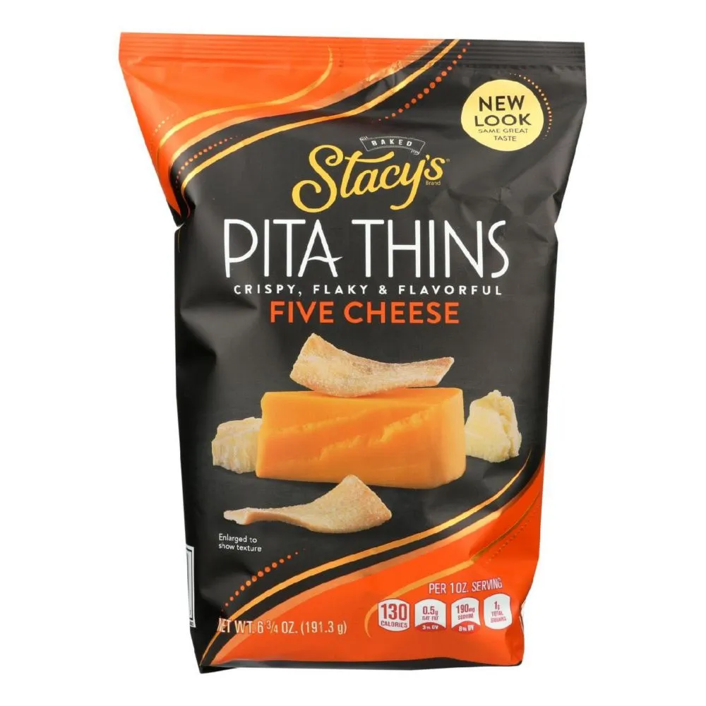 "Stacy's Pita Chips 5 Cheese Pita Crisps, Cheese 6.75 oz, Pack of 8"