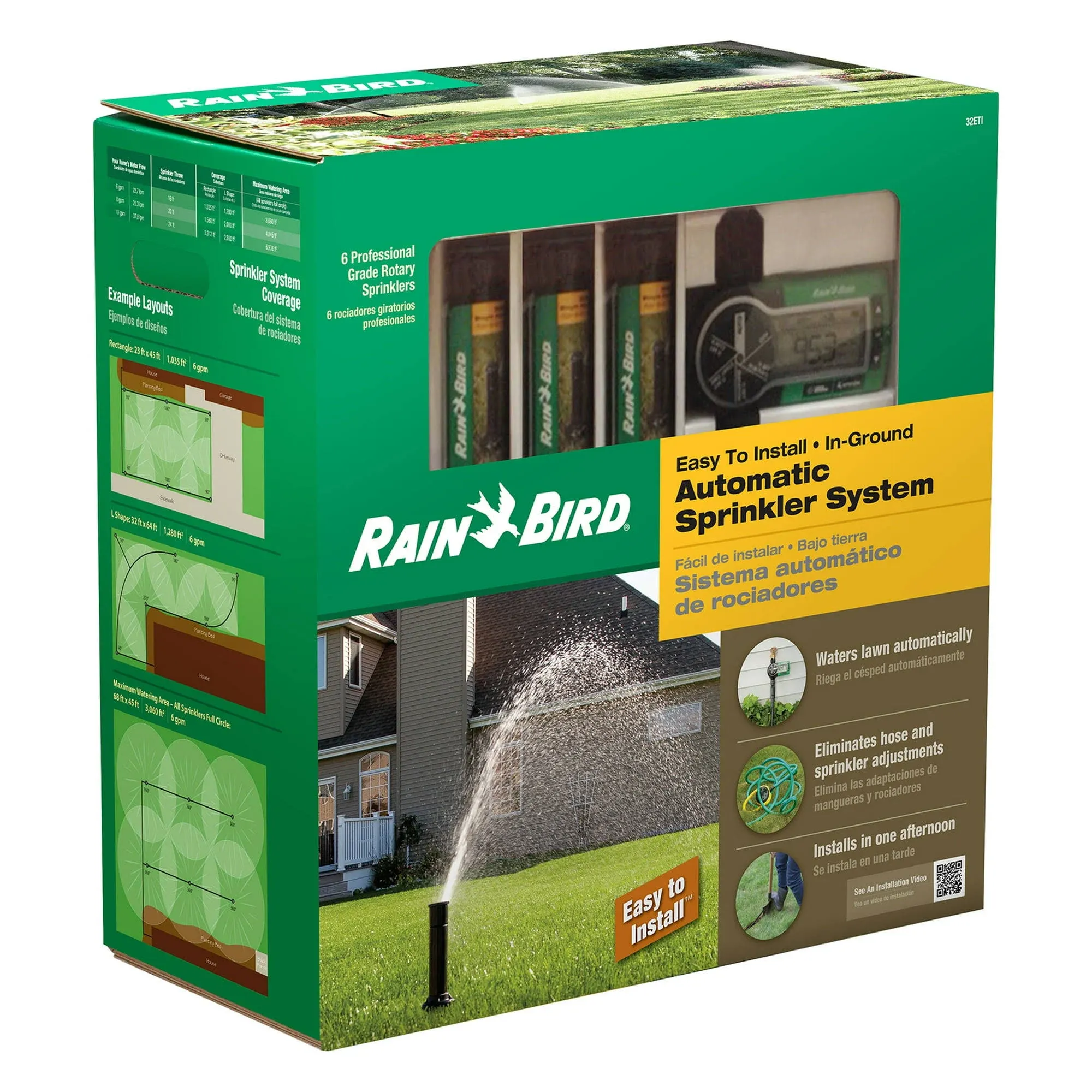 Rain Bird 32ETI Easy to Install In-Ground Automatic Sprinkler System Kit