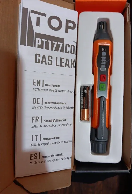 Natural Gas Detector, TopTes PT177 Gas Leak Detector with Audible & Visual Alarm, Portable Gas Sniffer to Locate Combustible Gas Leak Sources Like Methane,Propane for Home (Includes Battery x2)-Orange