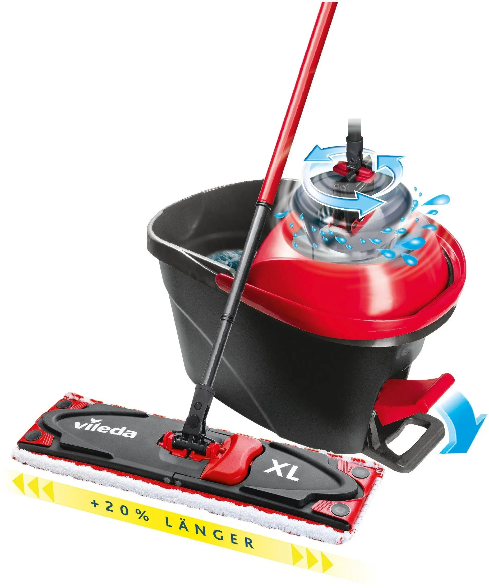 Vileda Ultramat Turbo XL Complete Box Floor mop, Set, Red