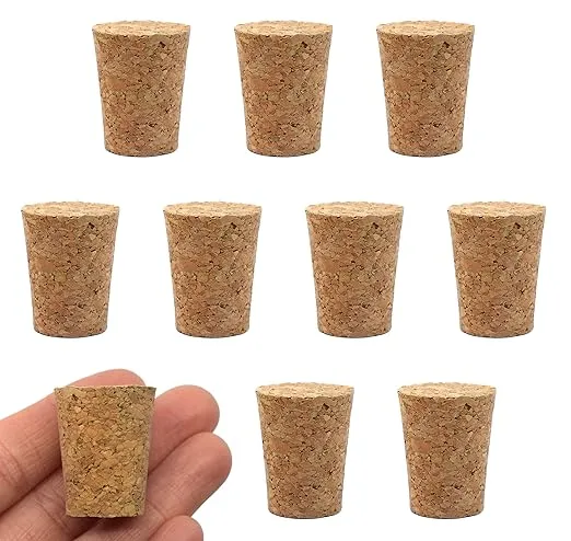 EISCO 10PK Cork Stoppers, Size #9-18mm Bottom, 24mm Top, 29mm Length - Tapered Shape, Natural Bark Material - Great for Household & Laboratory Use