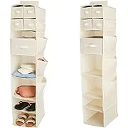 2-Pack 7-Shelf Hanging Closet Organizer with 5 Drawers, 4 Shelves, &amp; 4