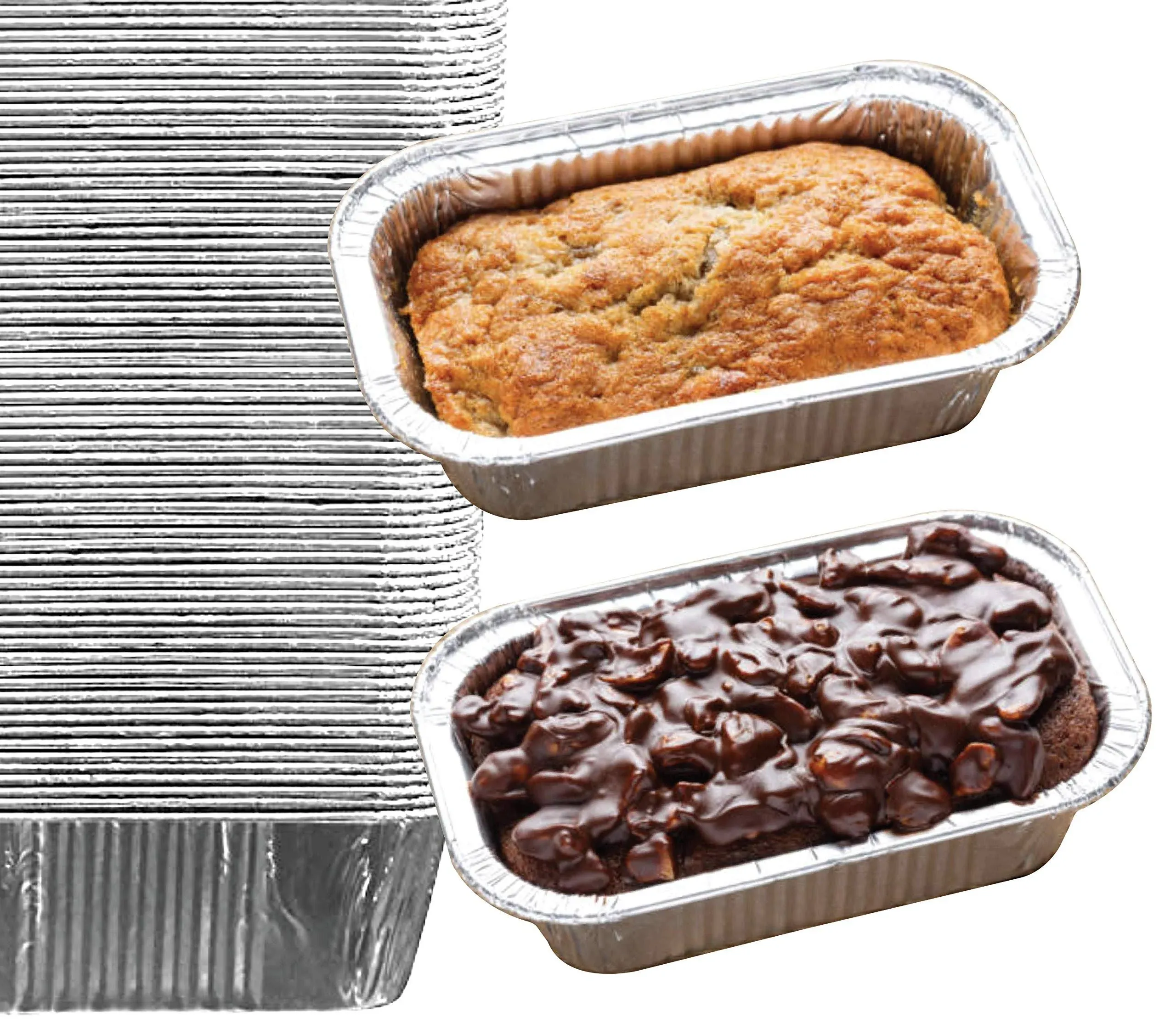 Spare Essentials Aluminum Pans - Mini Foil Loaf Pans (55 Pack) 1Lb - 1 Pound Disposable Aluminum Baking Pans for Individual Bread, Cake, Meatloaf - Small Loaf Pans with Liners - 6 x 3.5 x 2