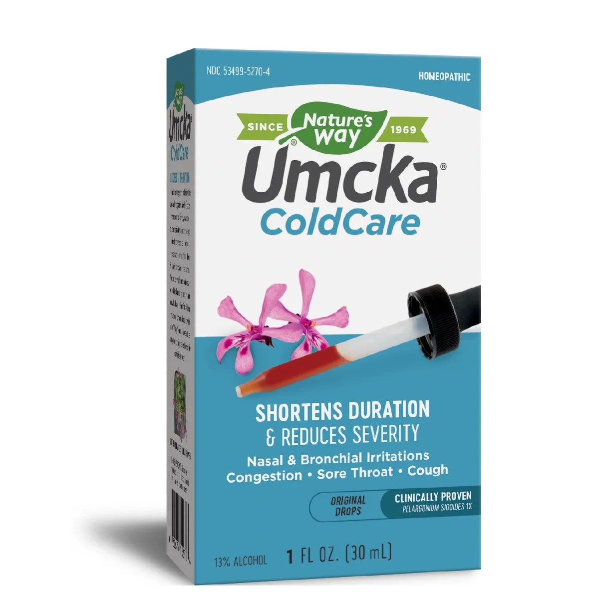 Nature's Way Umcka ColdCare Homeopathic, Shortens Colds, Sore Throat, Cough, and Congestion, Phenylephrine Free, Non-Drowsy, 1 Fl. Oz. Drops