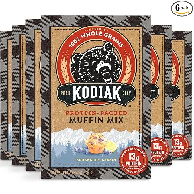 Kodiak Cakes Power Bake, Protein Muffin Mix, Blueberry Lemon, 14 Ounce (Pack of 6)