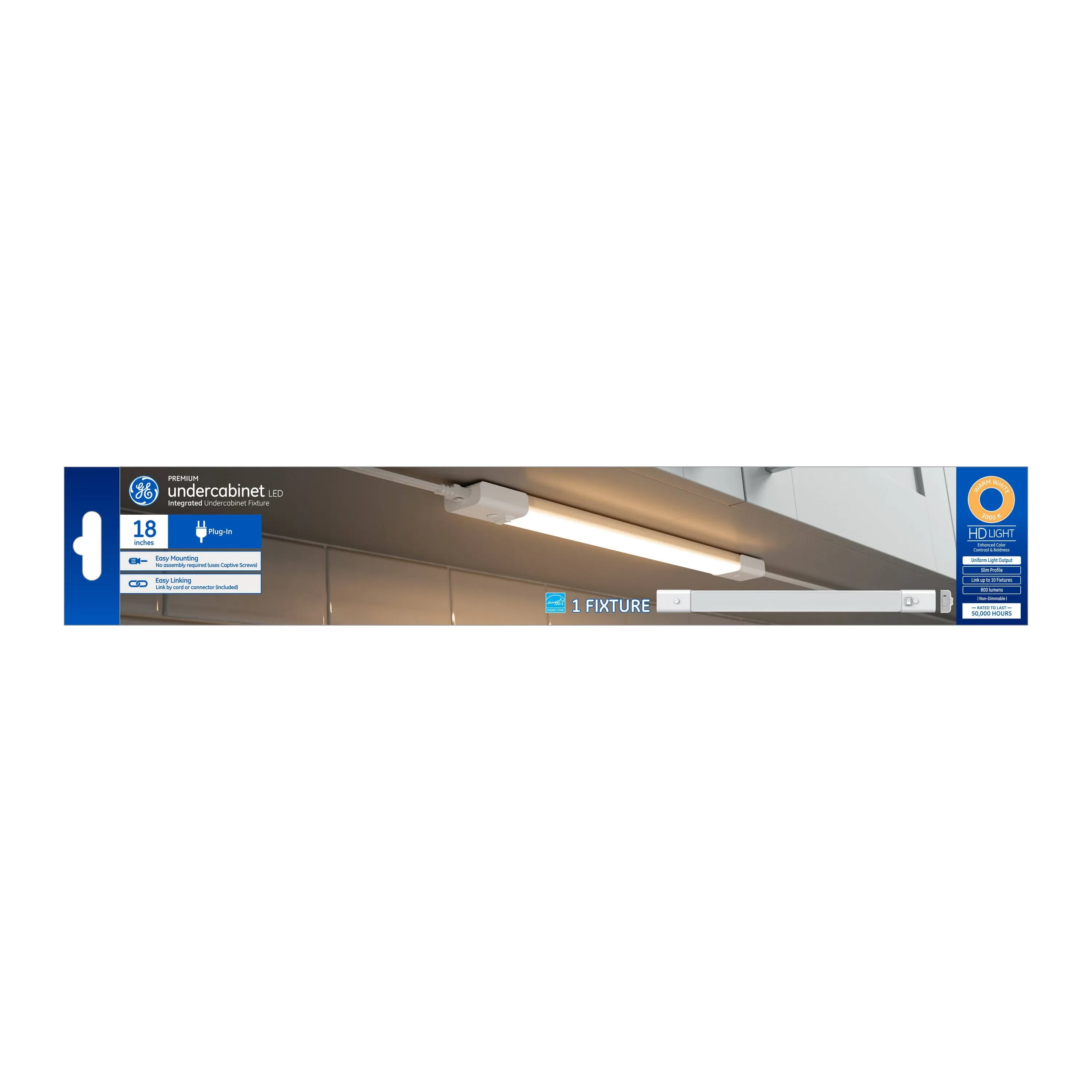 GE Plug In Bar 18-in Plug-in LED Under Cabinet Light Bar Light