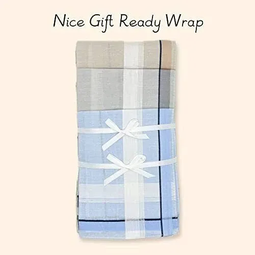 Soft Cotton Handkerchiefs for Men with Elegant Pattern in Assorted Color, 16 inches Large hankies