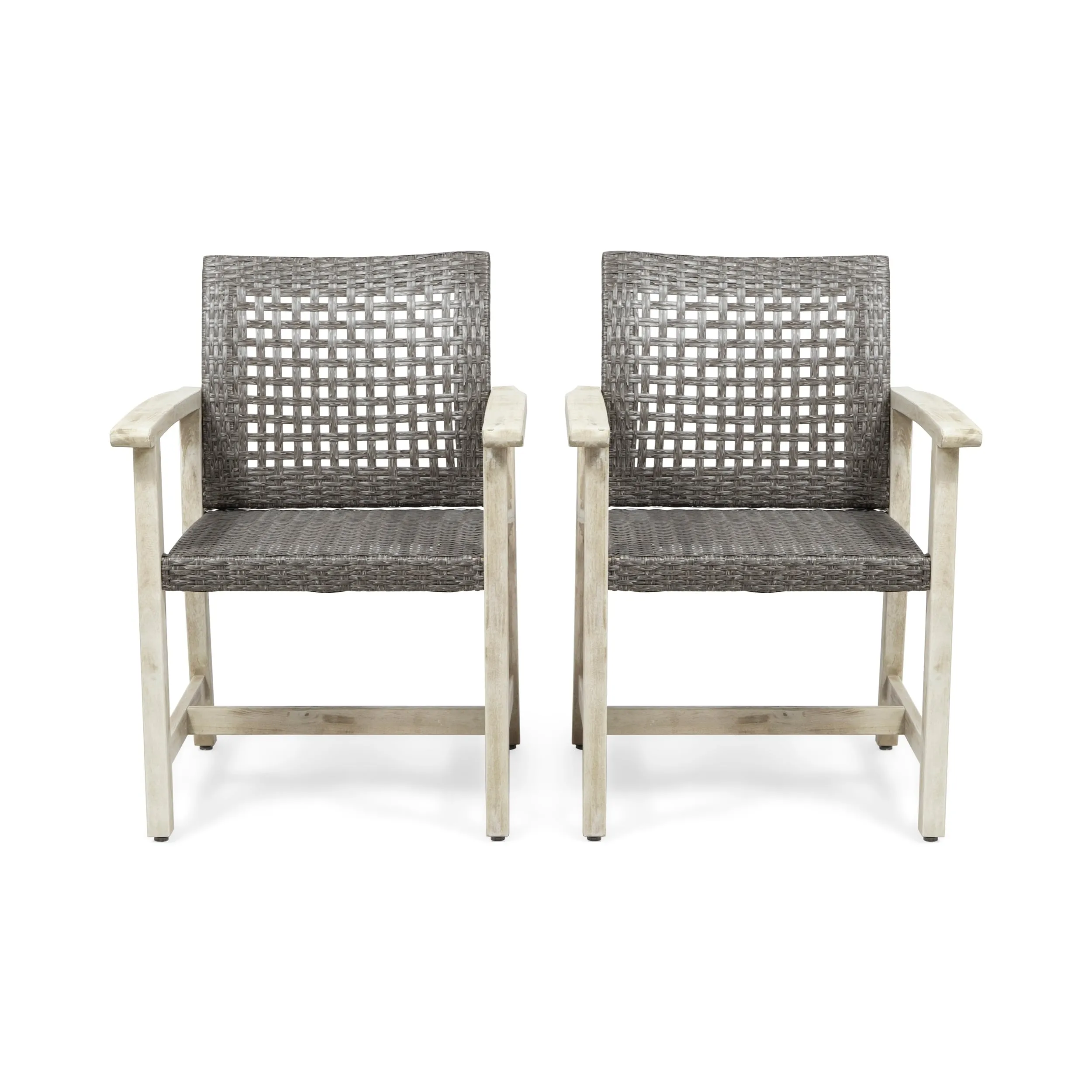 Hampton Outdoor Acacia Wood and Wicker Dining Chair (Set of 2) by Christopher Knight Home