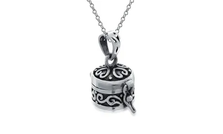 Jesus Fish Heart Memorial Poison Prayer Box Locket Necklace Pendant .925 Silver