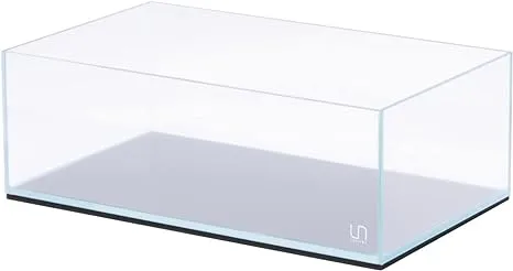 Ultum Nature Systems Ultra Clear Rimless Aquarium - Low Iron Glass Fish Tank with 45° Mitired Edges, 5mm-12mm Thick, Leveling Mat Included (25S, Shallow, 2 Gallon)