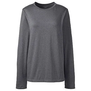 Lands' End Women's Relaxed Supima Cotton Long Sleeve Crewneck T-Shirt