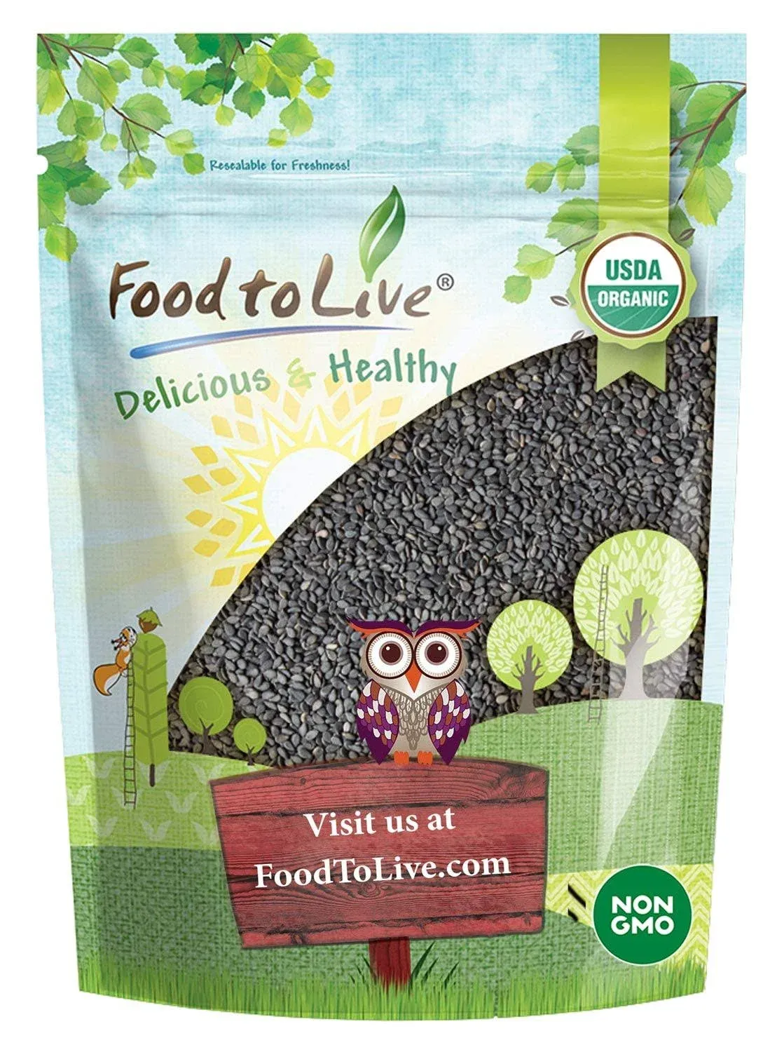 Food to Live Organic Black Sesame Seeds (Raw, Unhulled, Non-GMO, Kosher, Vegan ...