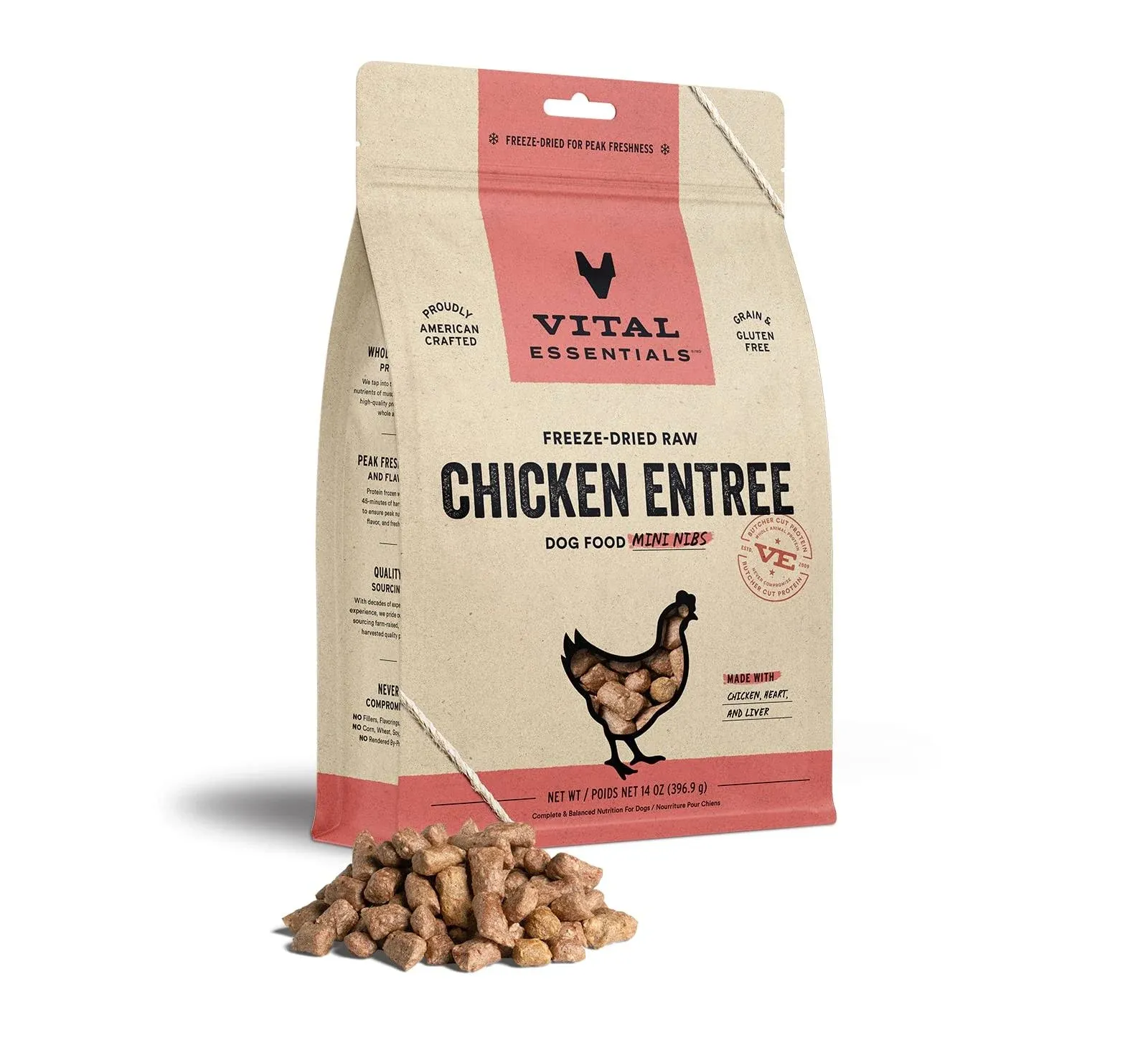 Vital Essentials Chicken Entree Mini Freeze-Dried Dog Food