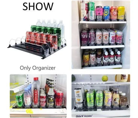 Soda Can Organizer for Refrigerator-Automatic Pusher Glide, 12oz 16oz 20oz Drink ...