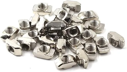 M6 Thread T-Nut for 30 Series European Aluminium Profile Hammer Head Drop in T Slot Nuts Nickel Plated Carbon Steel 50PCS