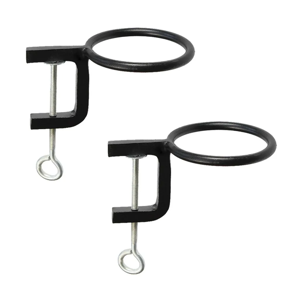 "Set of 2 4"" Indoor/Outdoor Clamp-On Flower Pot Holder Ring Brackets Black Powder Coat Finish - ACHLA Designs"