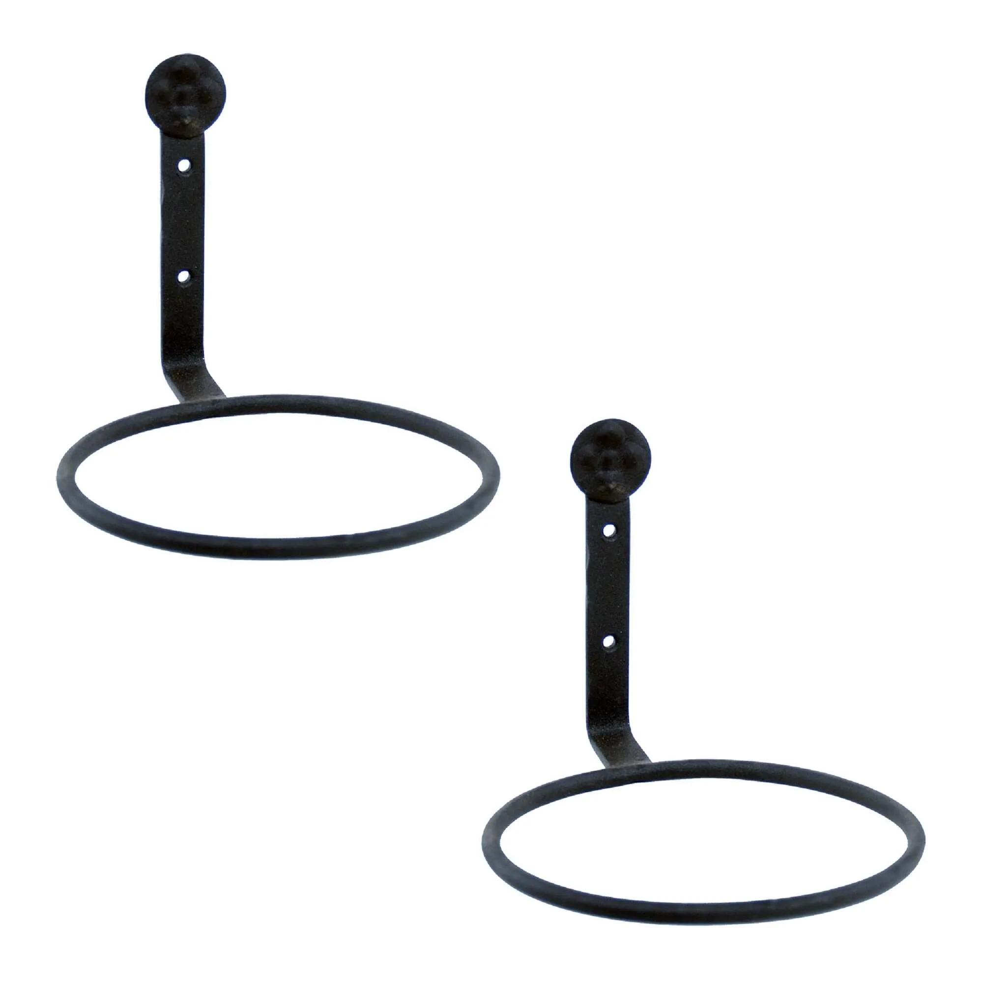 Achla Designs Set of 2 Wall Mounted Flower Pot Holder Ring Brackets, 6 Inch Diameter, Black Powder Coat Finish