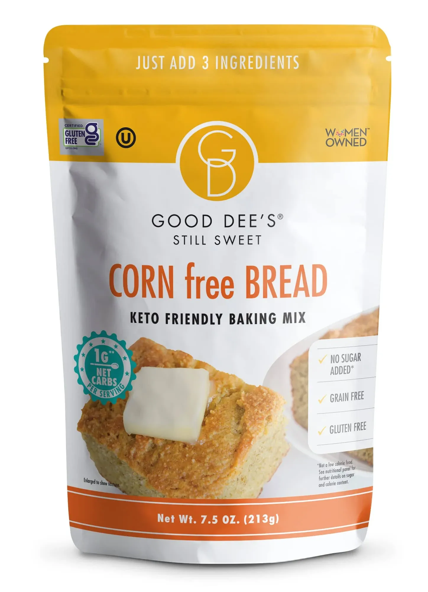 Good Dee's Corn Bread Baking Mix - Grain Free, Sugar Free, Gluten Free, Wheat Free, and Low Carb,7.5 oz