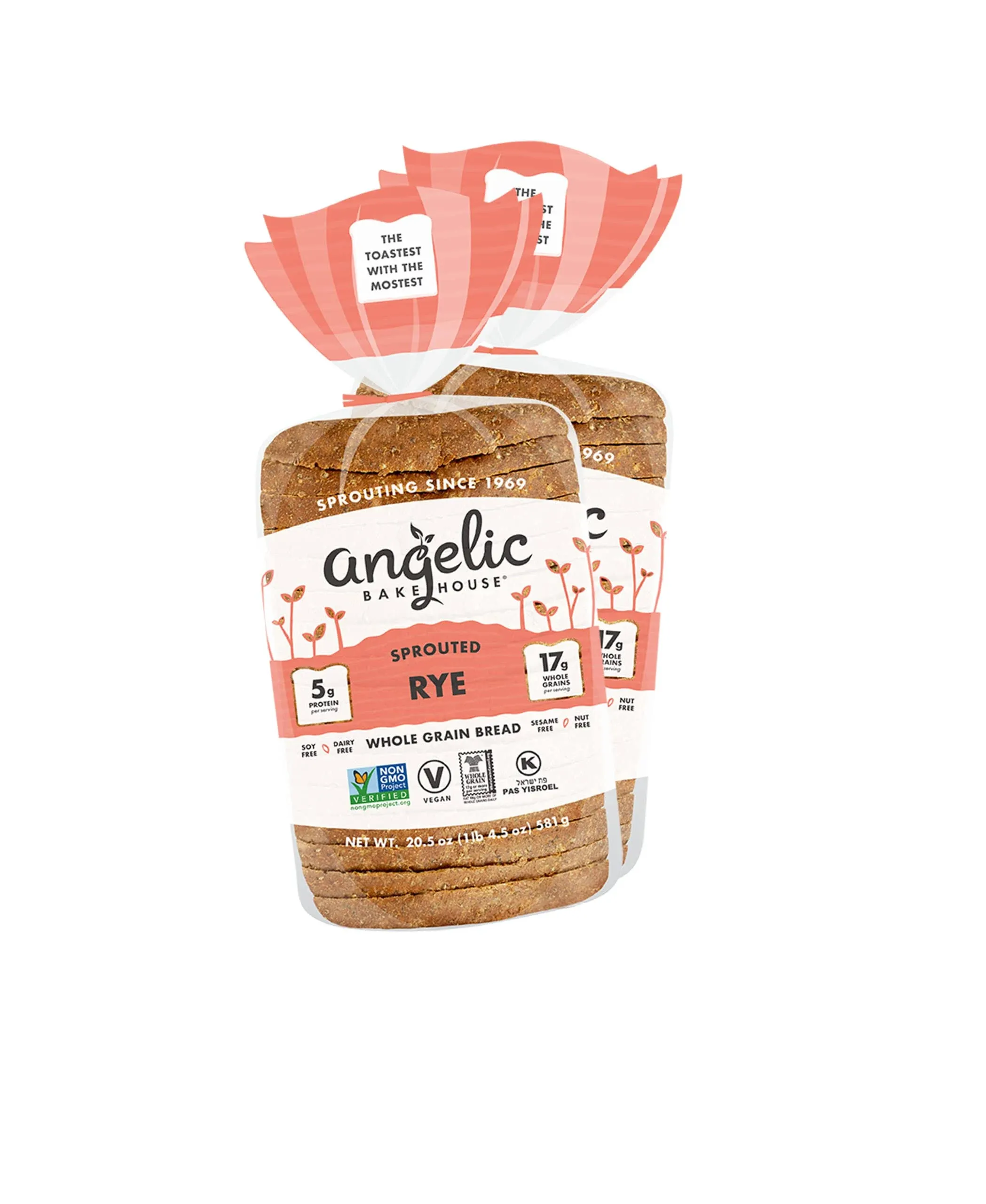 Angelic Bakehouse Sprouted Whole Grain Rye Bread 2-Pack 20.5-oz. - Non-GMO, Vegan ...