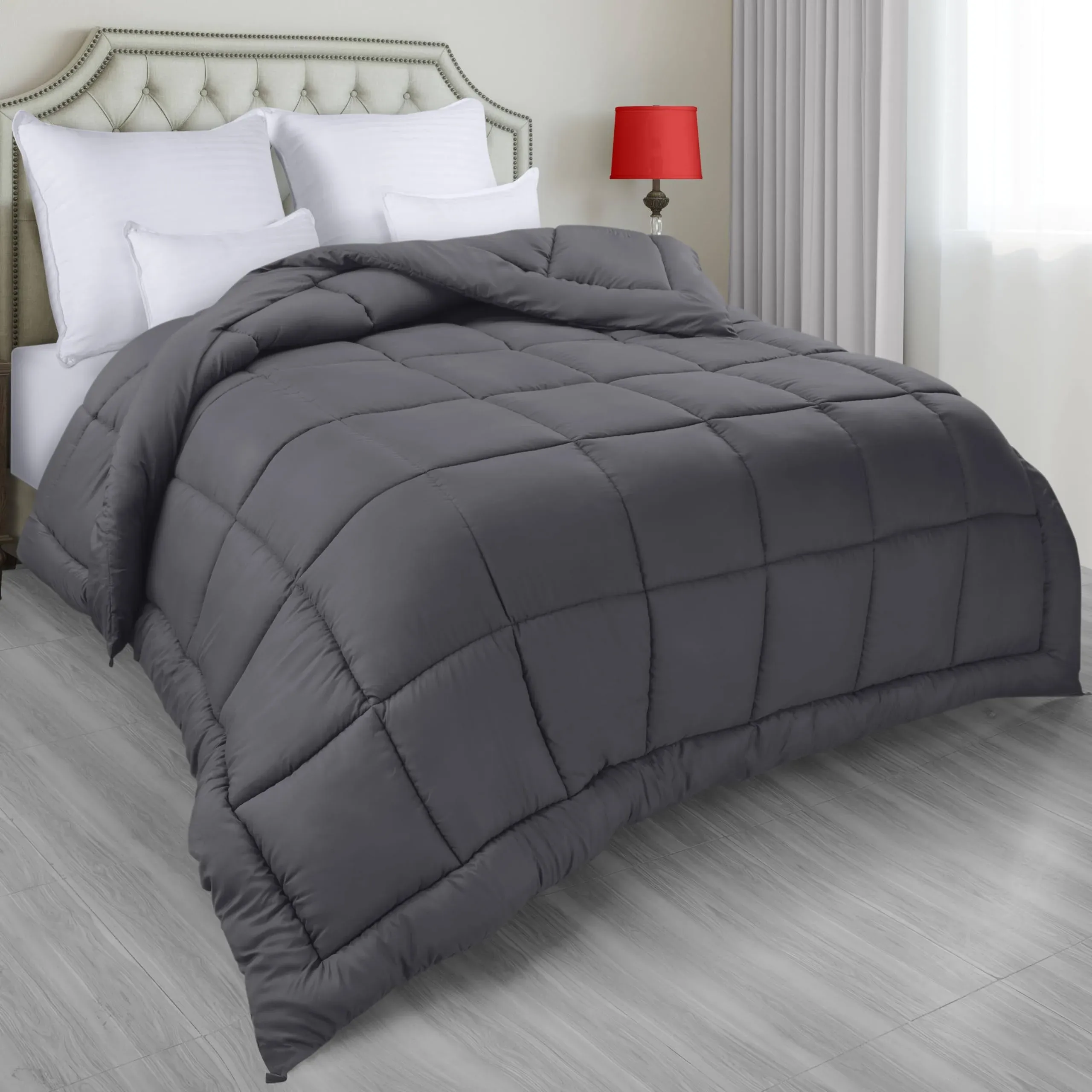 Utopia Bedding All Season Down Alternative Quilted Twin Comforter, Duvet Insert with Corner Tabs, Machine Washable, Bed Comforter (Grey)