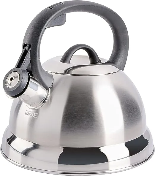 Mr. Coffee Flintshire Stainless Steel Whistling Tea Kettle, 1.75-Quart, Brushed Satin