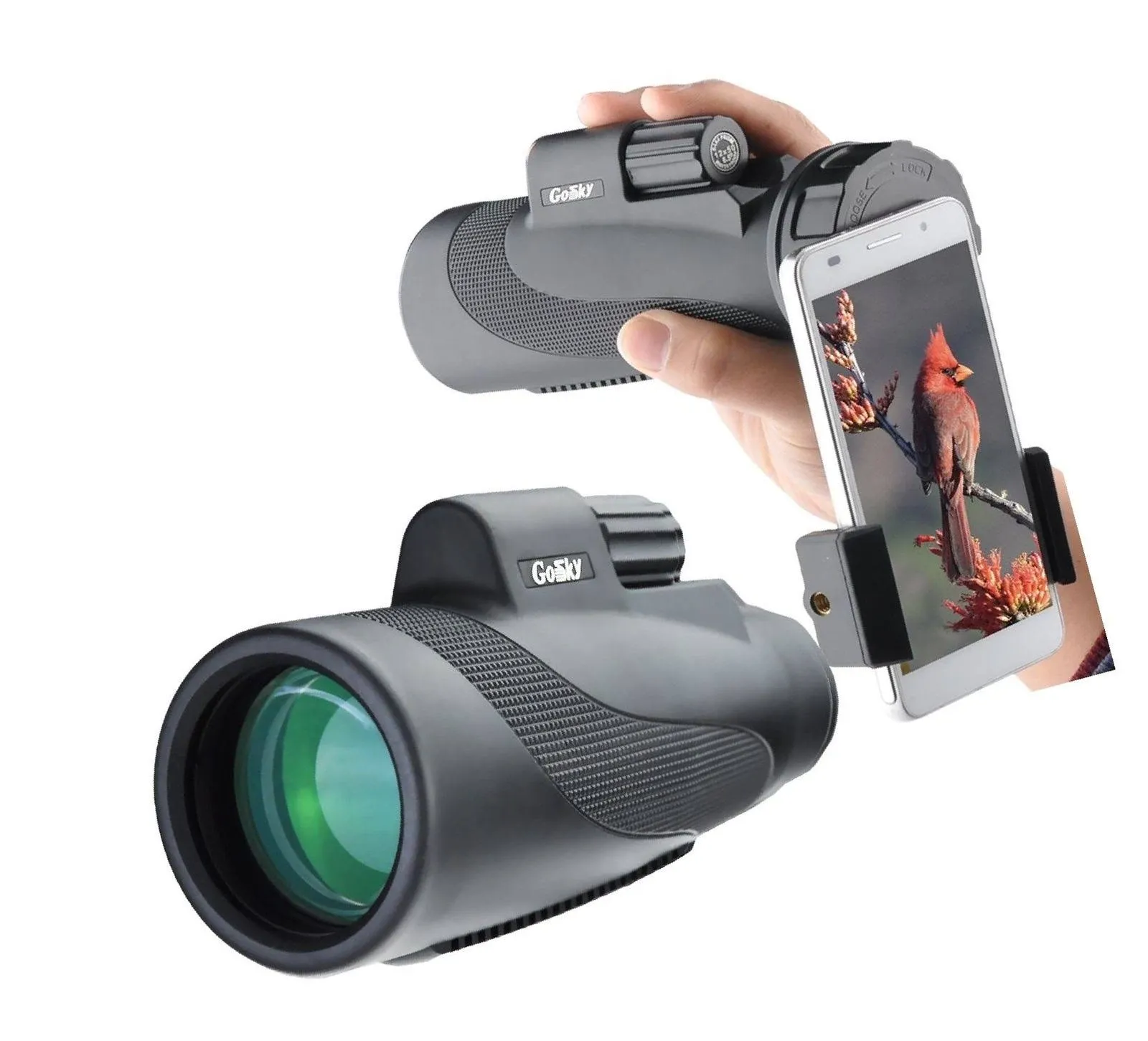 Gosky Titan 12x50 High Power Prism  Black Monocular and Quick Smartphone Holder 