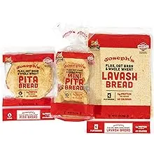 Joseph's Combo Value Pack, Flax, Oat Bran & Whole Wheat, Low Carb Pita Bread, Lavash Bread, and MINI Pita, Fresh Baked (1 Pack Each, 3 Packages Total)