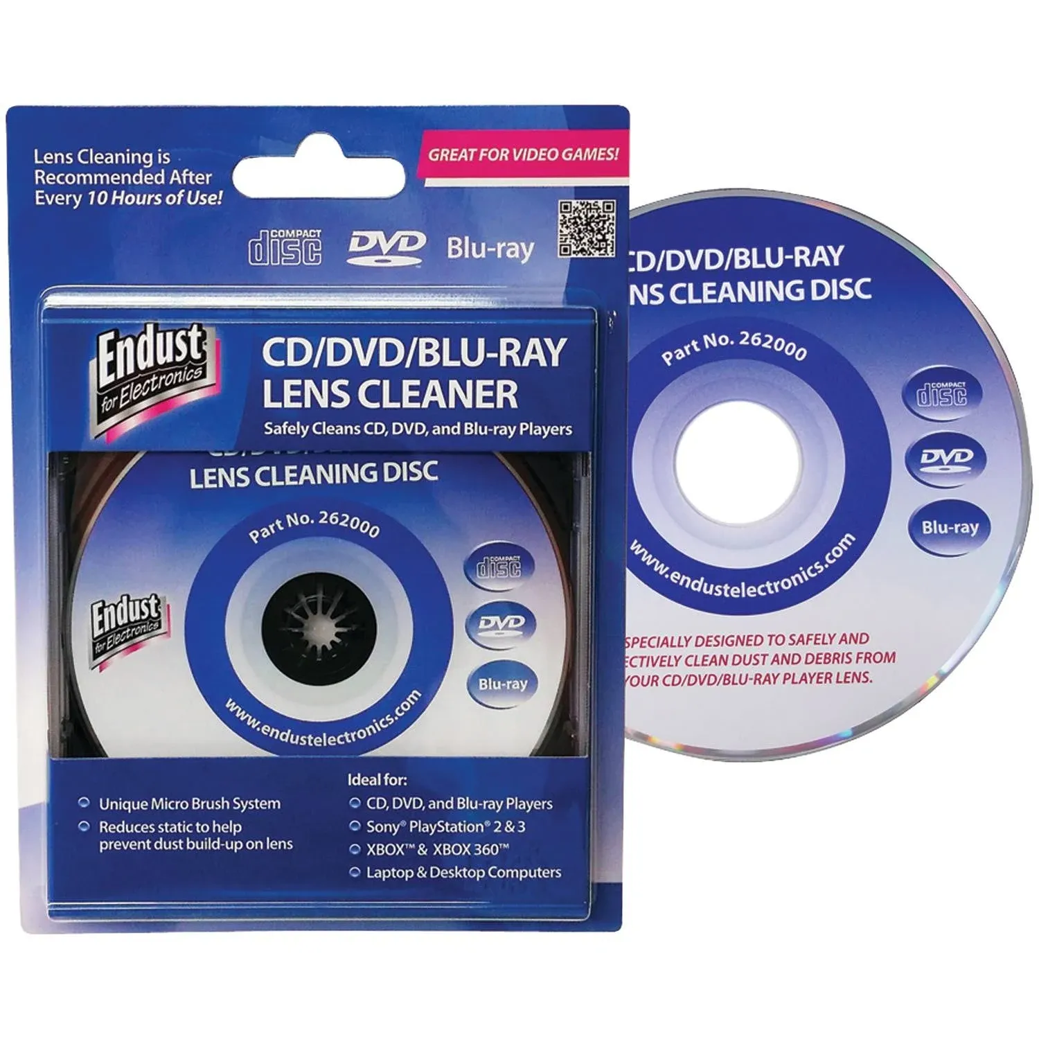 , CD/DVD Lens Cleaner, Blu Ray, Great for Desktop Computers and Players (262000)