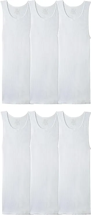 Fruit of The Loom Men's A-Shirt, White 6 Pack