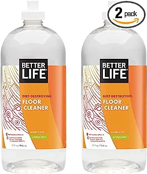 Better Life Floor Cleaner - Liquid Multipurpose Cleaner for Wood, Tile, Laminate, Vinyl, Bamboo - Hardwood Floor Cleaner for Mopping - Citrus Mint 32oz (Pack of 2)