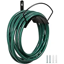 Wall Mount Garden Hose Holder for Outside Black Water Hose Holder -Hose Hanger for Outdoor - Decorative Hose Storage Easily Holding 125 Ft 3/4’’ Hose