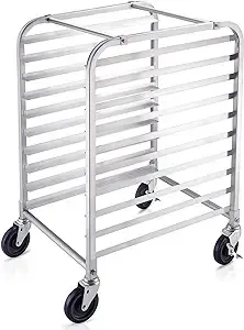 HARDURA Sheet Pan Rack,10 Tier Bun Pan Rack Commercial Bakery Rack with Wheels, Aluminum Racking NSF Listed Cooling Trolley for Kitchen, 20"x26"x38"H