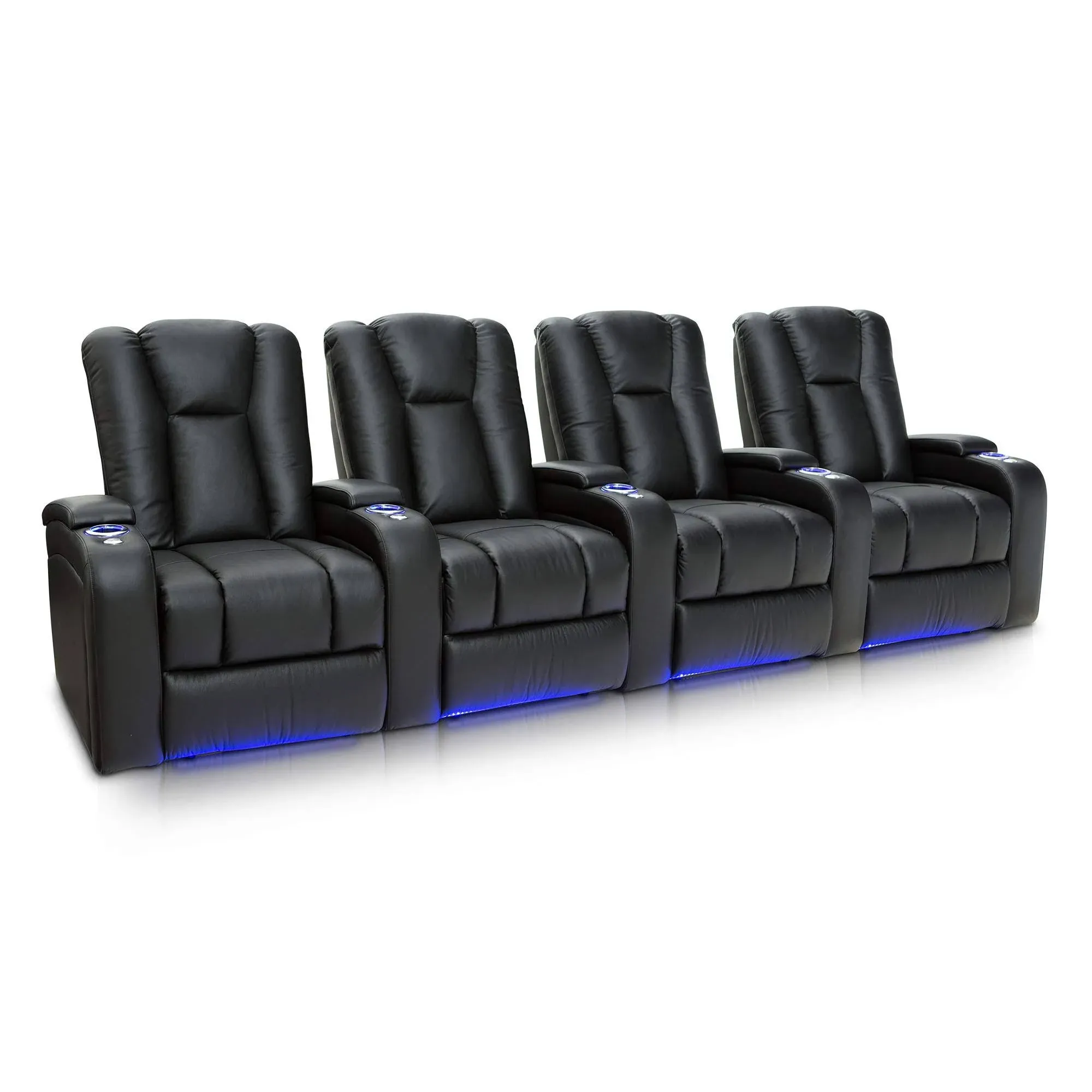 Seatcraft Serenity Home Theater Seating Red Leather 7000, Power Recline - Row of 4