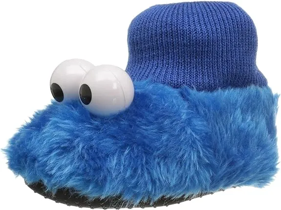 Sesame Street Cookie Monster Sock Top Slippers Puppets XS Size 3-4, Kids Unisex, Blue