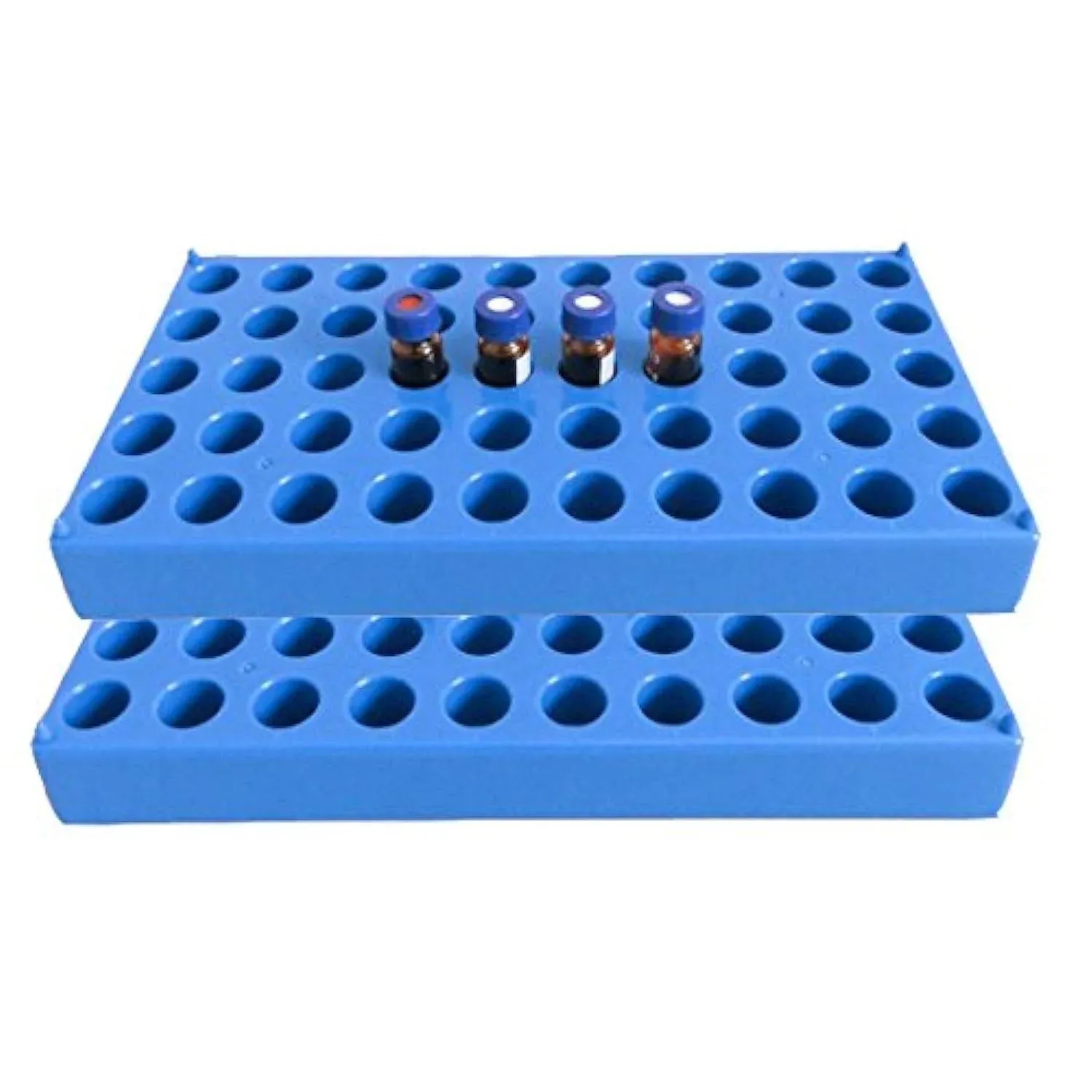 (2 Packs) Vial Rack 2ml HPLC Sample Bottles Rack Single Blue Holds 50 Standard