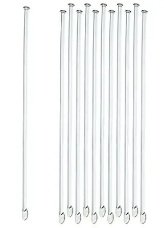 EISCO 10PK Glass Stirring Rods, 11.8" - Spade & Button Ends, 6mm Diameter - Excellent for Laboratory or Home Use - Borosilicate 3.3 Glass