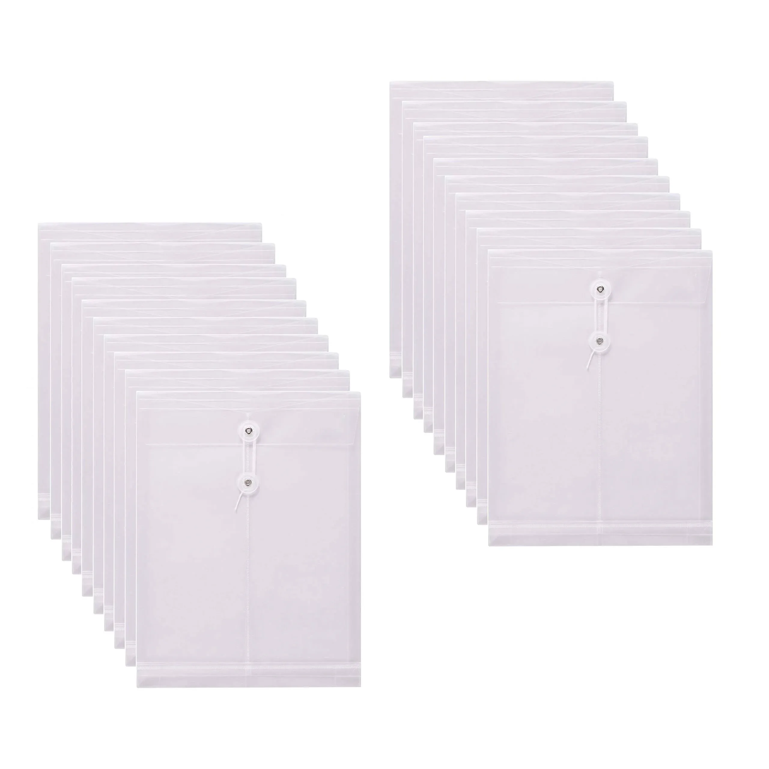 Letter Size Clear Poly Envelopes with String Closure Top Opening Folder Pack of 20 Bottom with Expanding Gusset