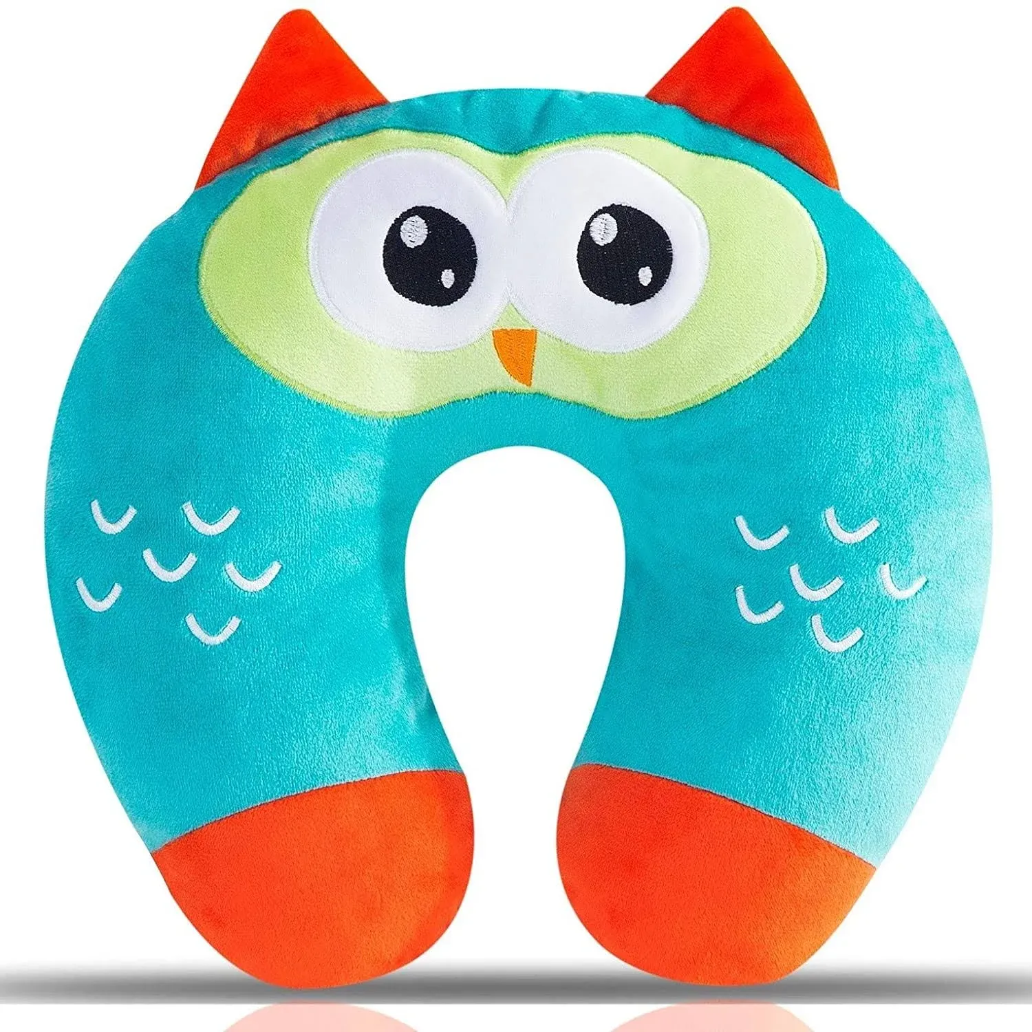 Little Grape Land Kids Travel Pillow 3-8 Y/O - Travel Essentials for Kids Road Trip,Soft Memory Foam Neck Pillows for Airplane,Car Seat,Traveling for Boys/Girls - Blue Owl