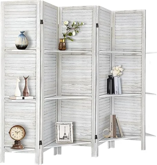 Panel 5.6 Ft Tall Room Divider, Wood Room Dividers And Folding Privacy Screens