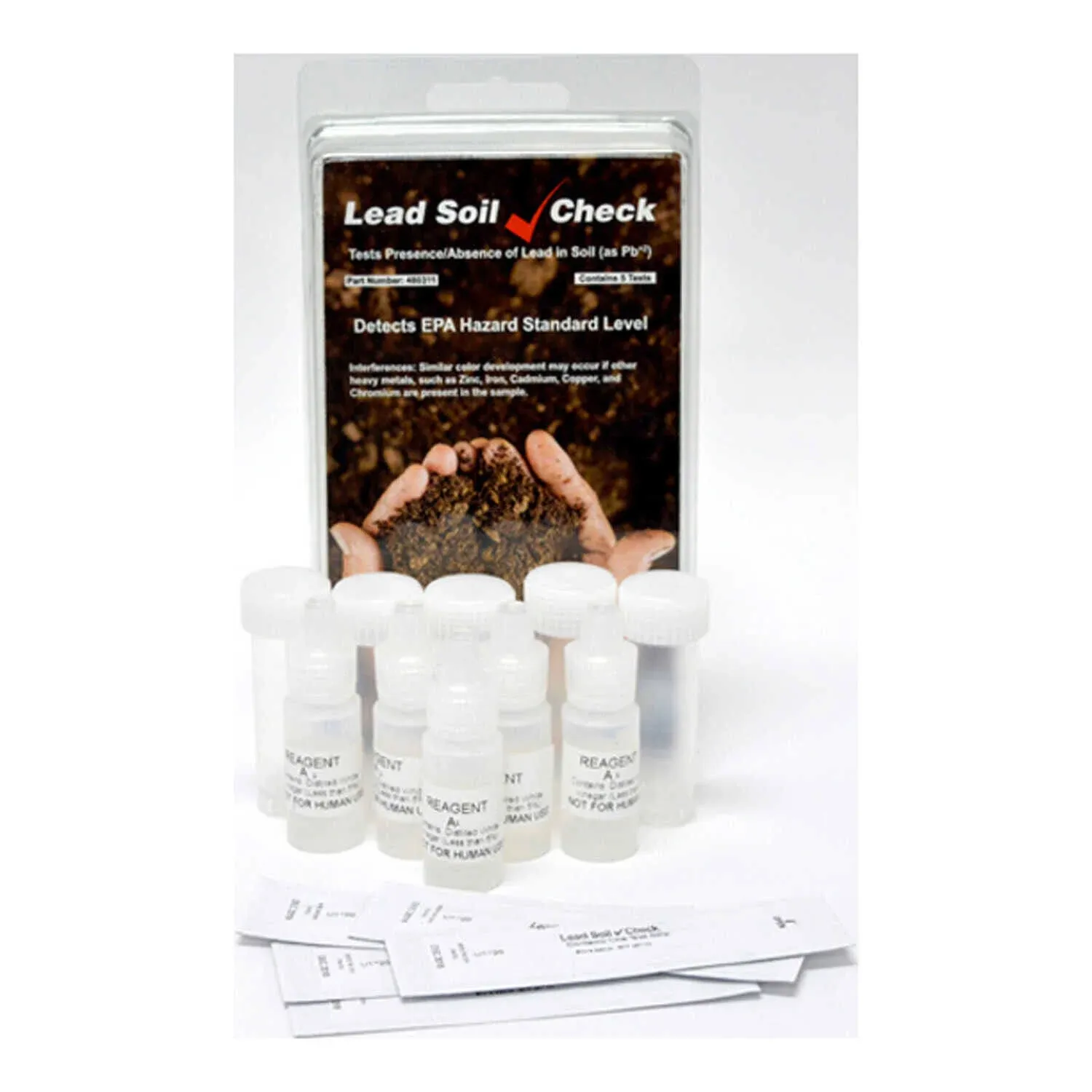 Industrial Test Systems SenSafe 480311 Lead Soil Test Strip, 0-400ppm Range, Five Tests