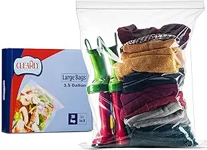  30 COUNT  Large 3 GALLON Size Disposable Food Storage Bags - Regular Roaster...