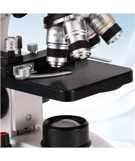 microscopes for Adults, Dual LED Illumination &amp; Two-Layer Mechanical Stage, B...