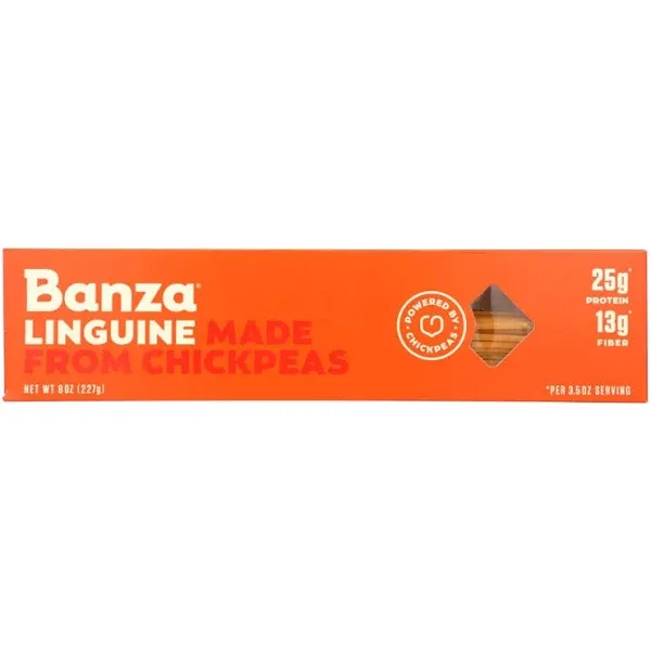 Banza Chickpea Pasta, Linguine - Gluten Free Healthy Pasta, High Protein, Lower Carb and Non-GMO - 8 Ounce (Pack of 6)