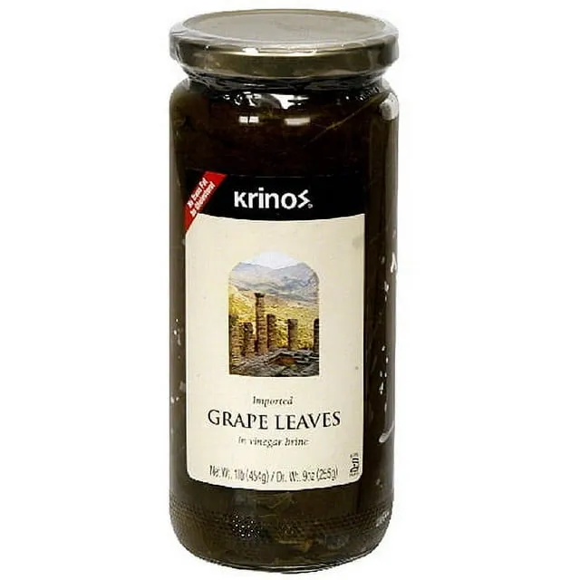 Krinos Gourmet Grape Leaves in Vinegar Brine, 16 Ounces, 454 grams