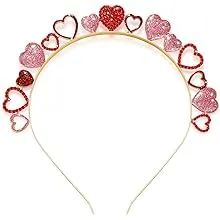 CEALXHENY Valentine’s Day Heart Headbands for Women Glitter Rhinestone Heart ...